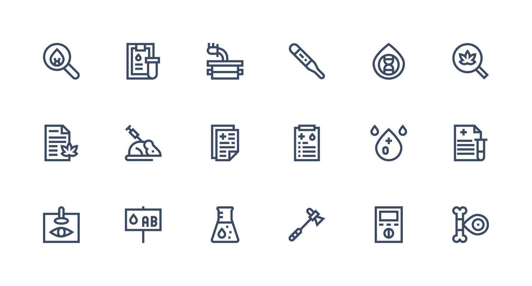 Testing Icon Set with 18 Strong Stroke Line Graphics Interface Icon Collection vector