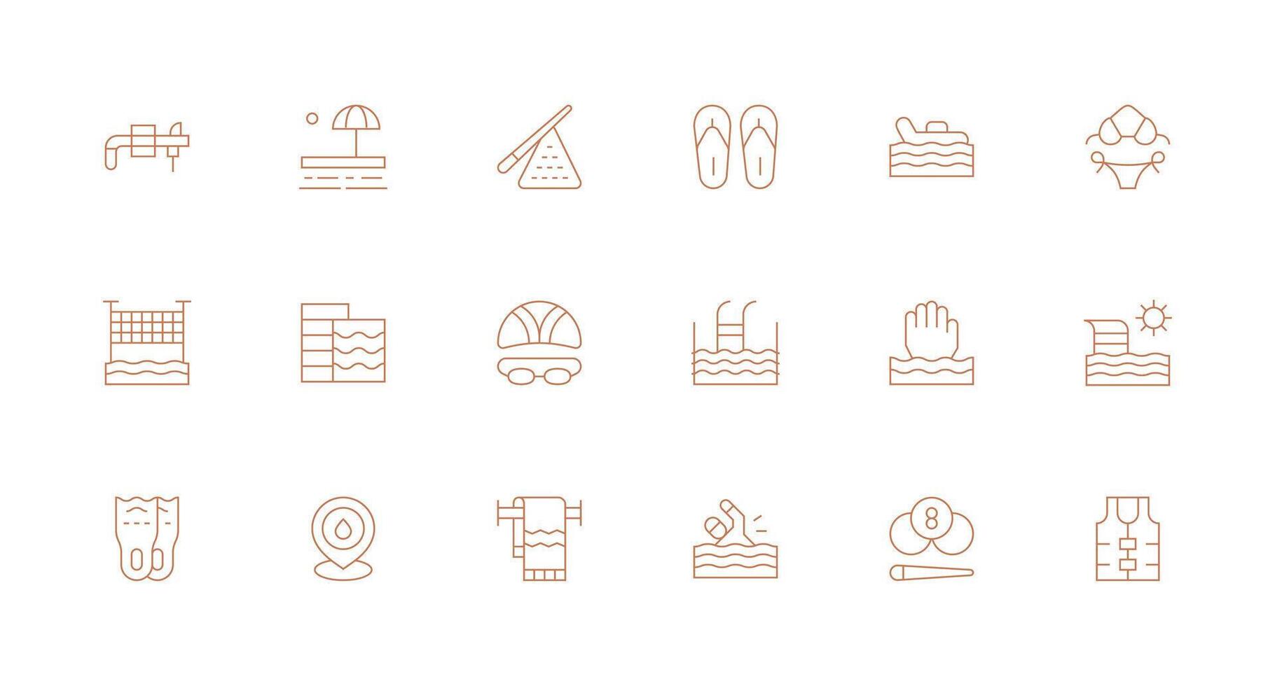 Minimal Line Icons from Pool Set with 18 Vectors Glyph Icon Series