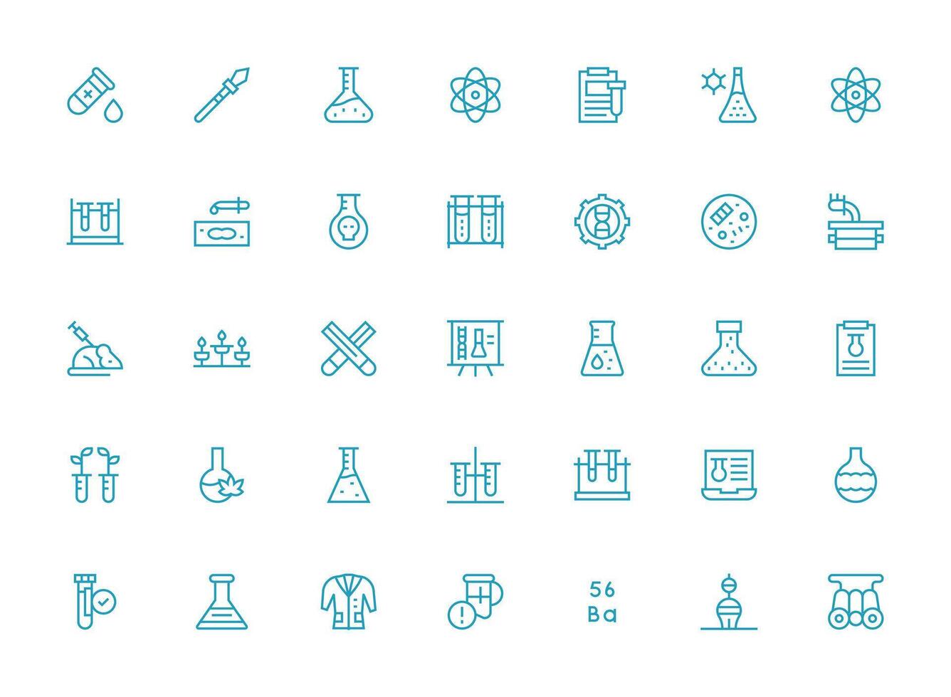 Experiment including 35 Regular Clean Line Illustrations High-Resolution Icons for Any Platform vector