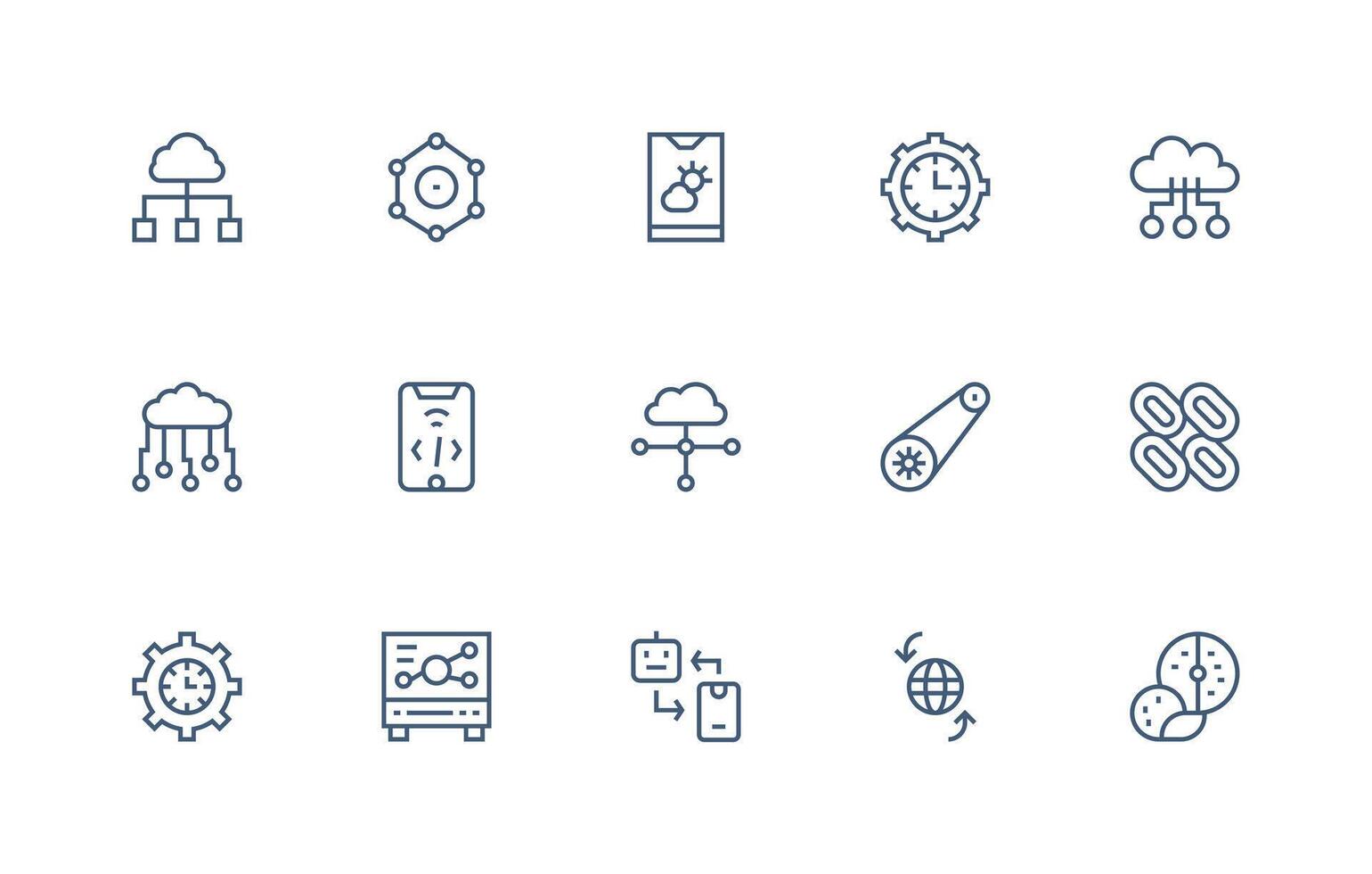 15 Regular Line Icons for Synchronization Graphics Modern Line and Glyph Icon Series vector