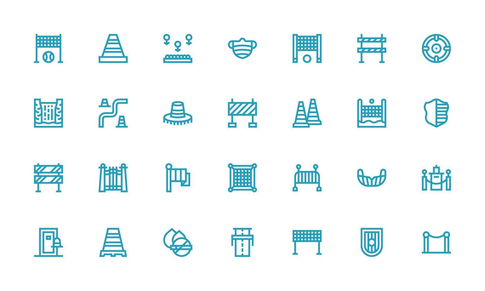 Barrier Icon Set with 28 Bold Line Graphics Icon Pack for UI vector