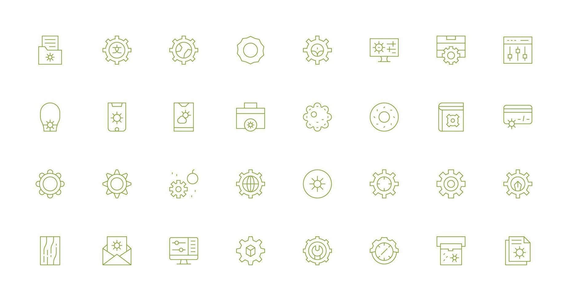 Thin Line Style Parameters Icons with 32 Vectors Editable Icon Collection