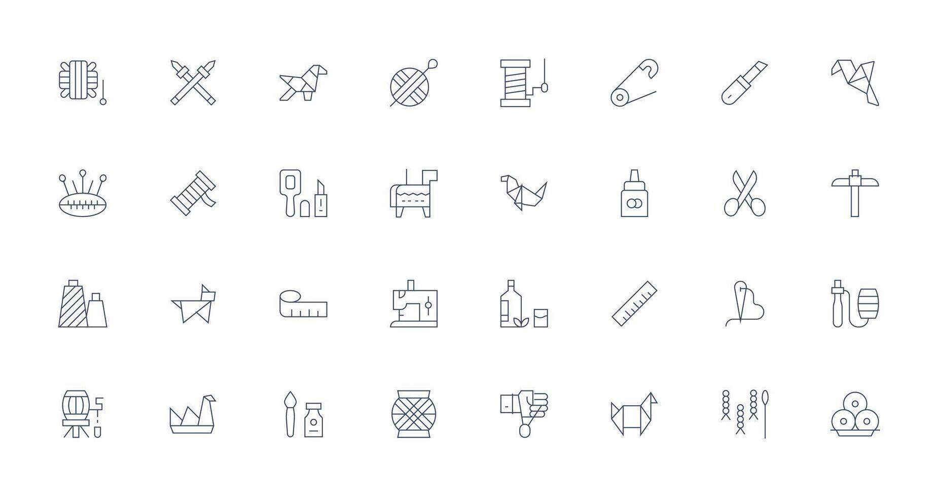 Craft Visual Pack containing 32 Thin Line Icons Clean Icon Set Icon Pack for UI Projects vector