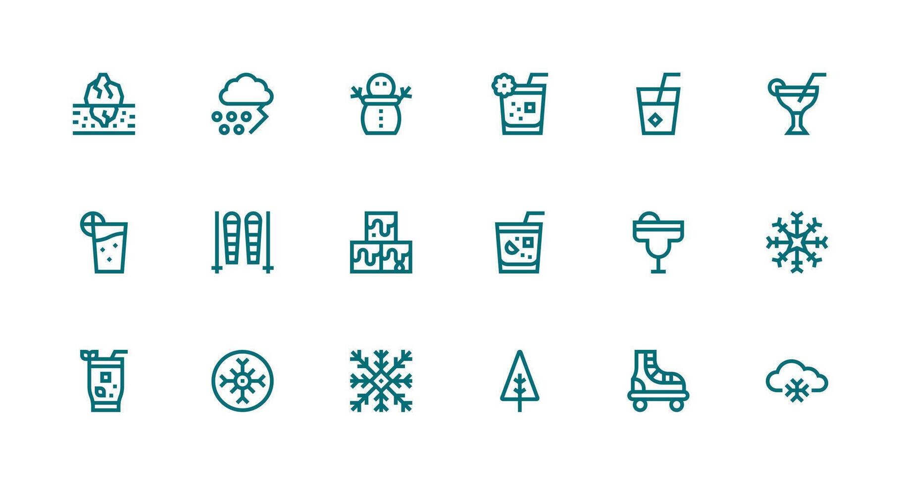 Ice Icon Collection with 18 Strong Stroke Line Designs Sharp Icons for Presentations vector