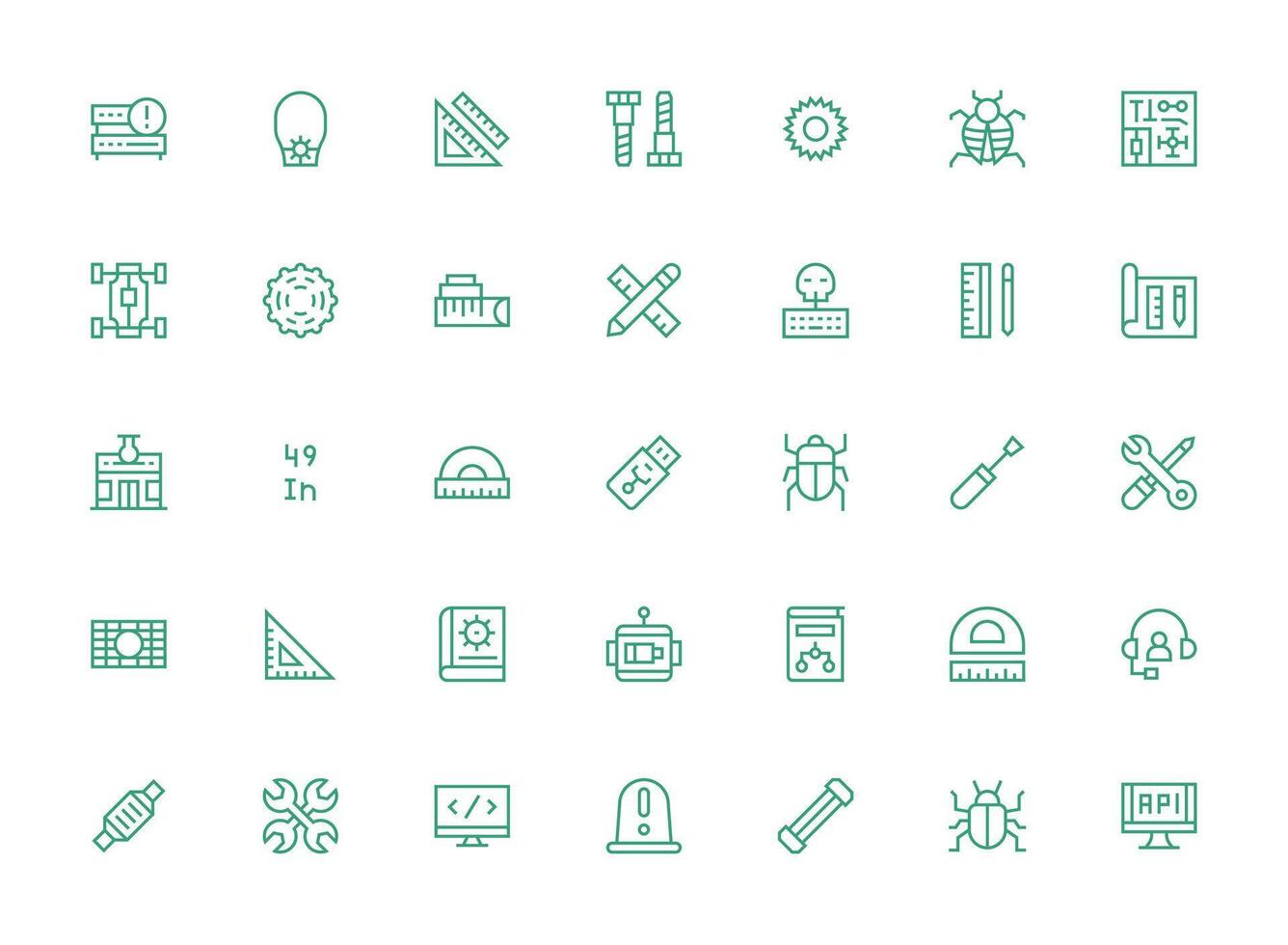 Technical including 35 Regular Clean Line Illustrations UI Icon Set vector