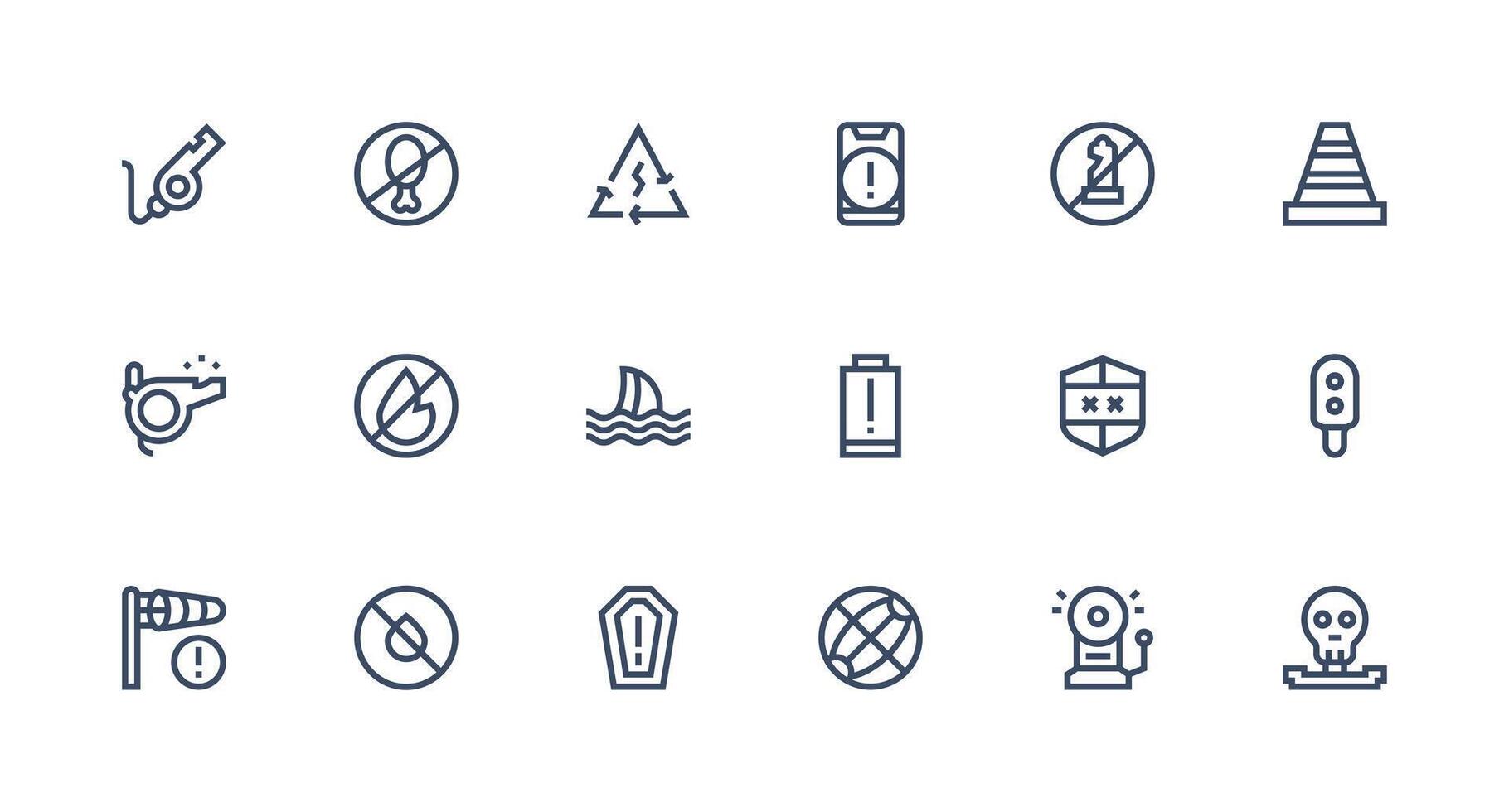 Caution featuring 18 Icons in Strong Stroke Line Design Flat Icon Set vector