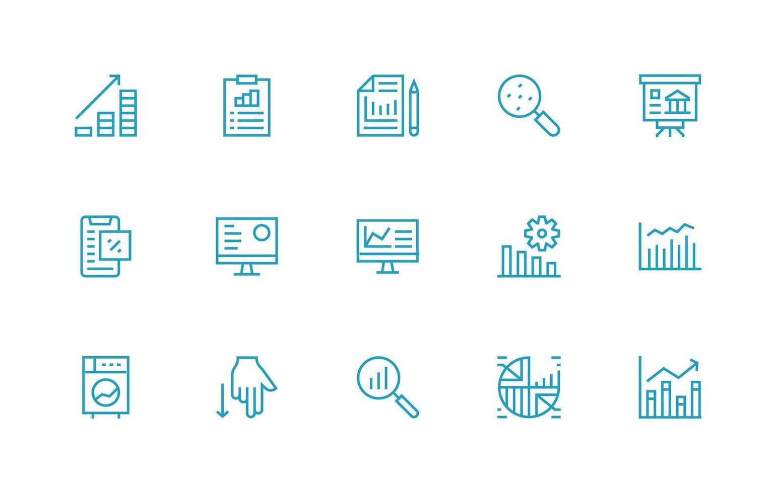 Statistics featuring 15 Icons in Regular Line Design Scalable Icon Pack vector