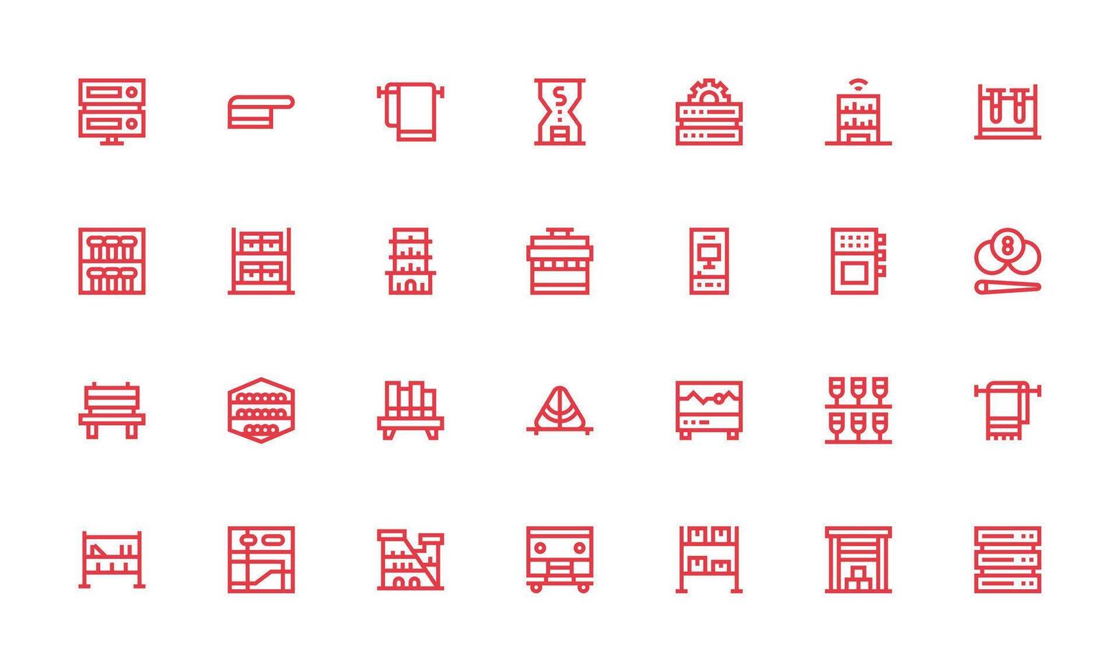 28 Icons for Rack in Bold Line Format Pixel Perfect Icon Set vector