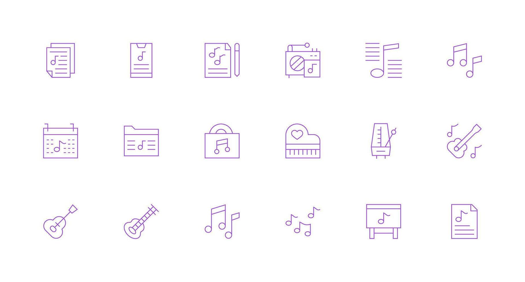 Minimal Line Icons from Song Set with 18 Vectors Functional Icon Series