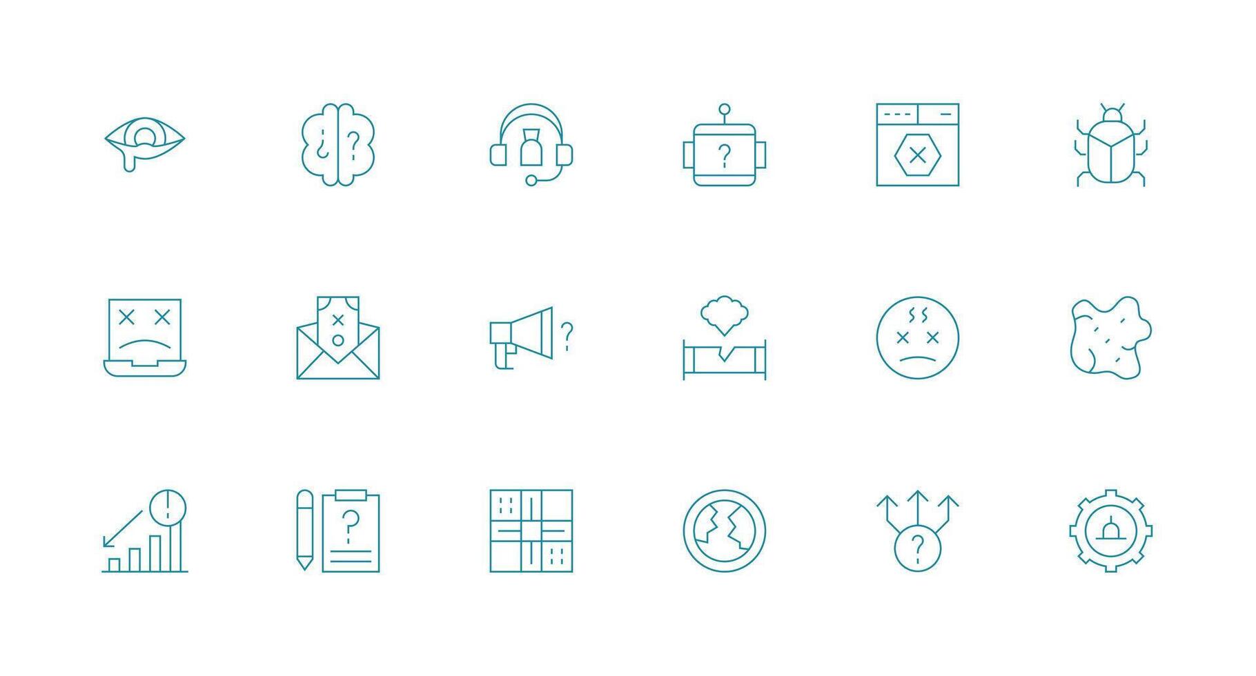 Minimal Line Icons from Problem Set with 18 Vectors Complete Icon Set for Mobile Apps