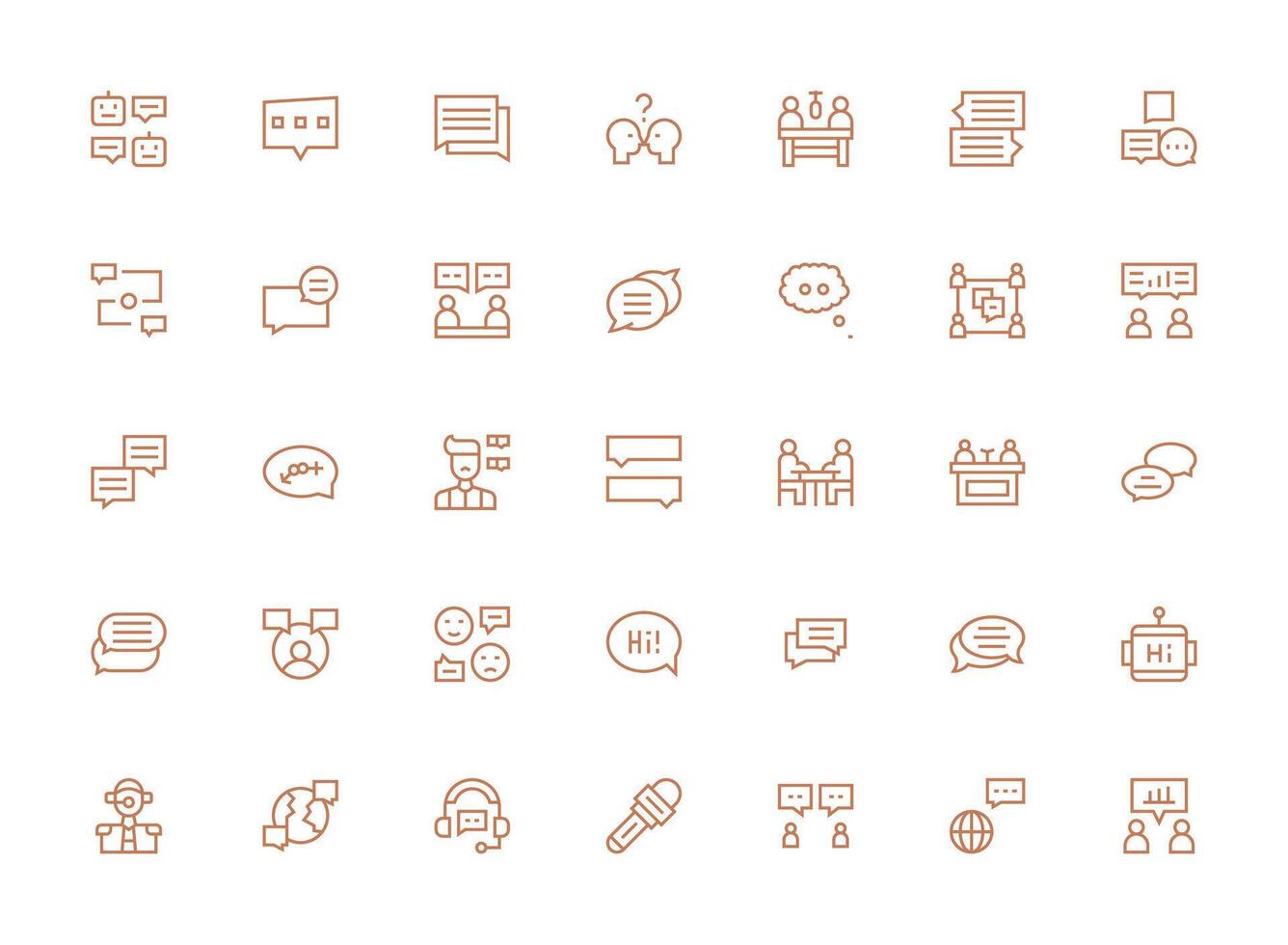 35 Icons for Dialogue in Regular Clean Line Format Dashboard Icon Series vector