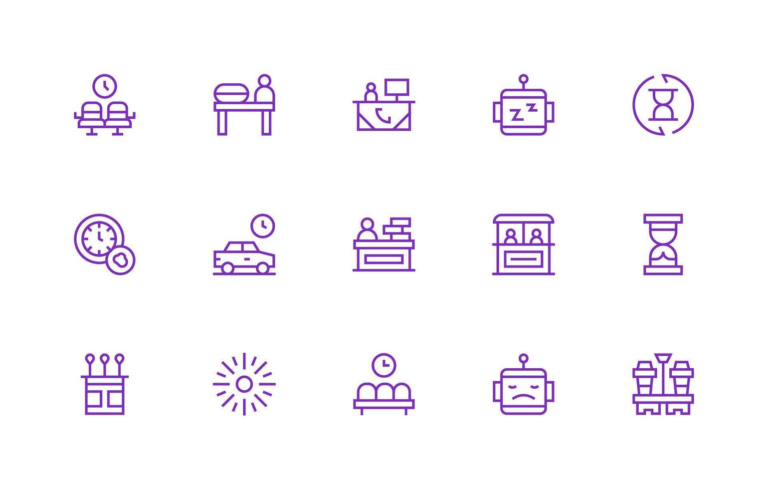 15 Regular Line Icons for Waiting Graphics Icon Set vector