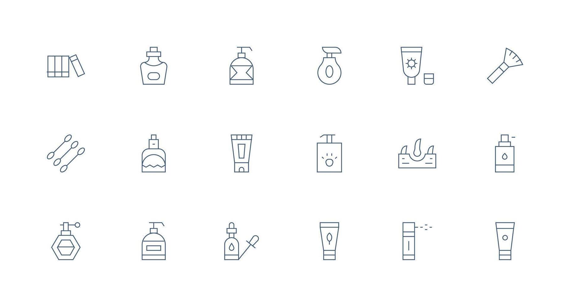 18 Minimal Line Icons for Cosmetic Graphics Clear and Concise Icon Set Collection vector
