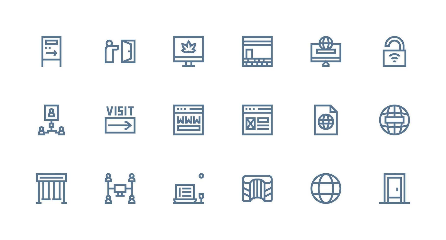 Strong Stroke Line Style Portal Icons with 18 Vectors Essential Icons for Rapid UI Building