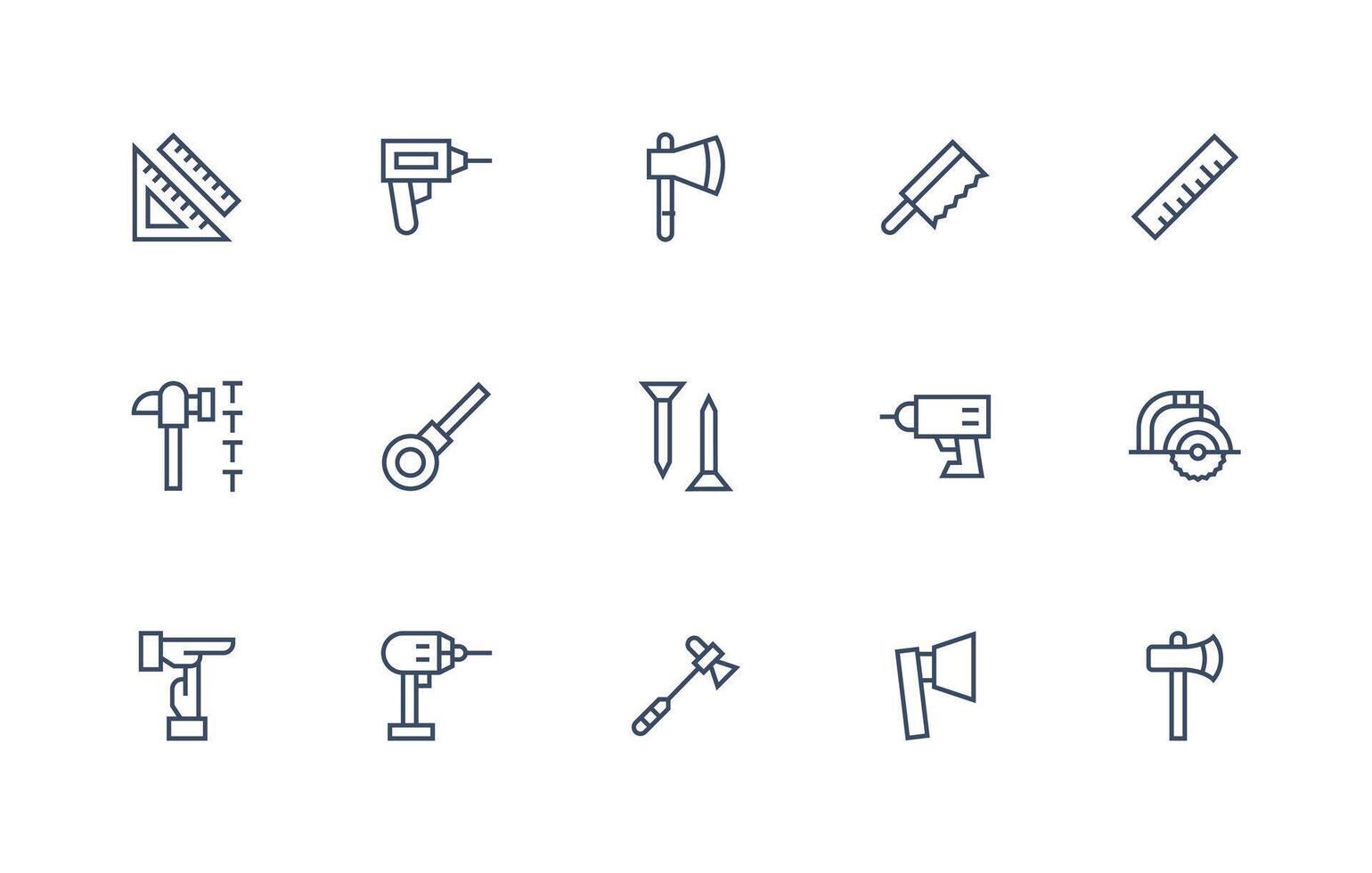 15 Icons for Woodworking in Regular Line Format Organized Glyph Icons for Fast Design vector