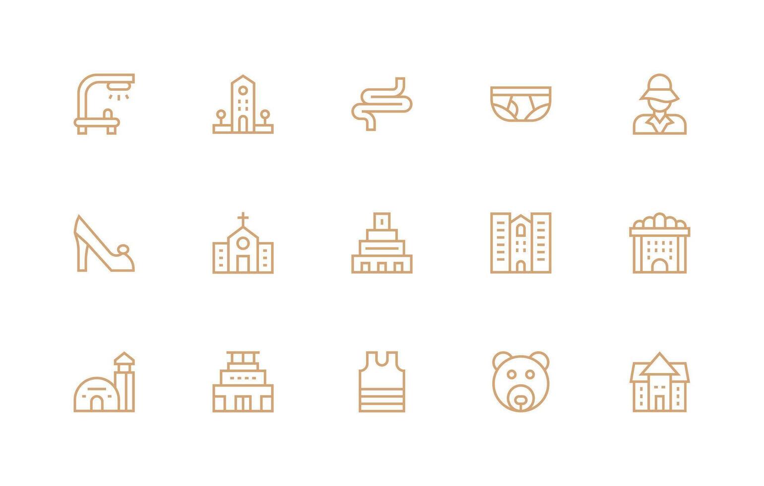 15 Regular Line Style Icons from Lineart Collection Theme-Based Icon Pack vector