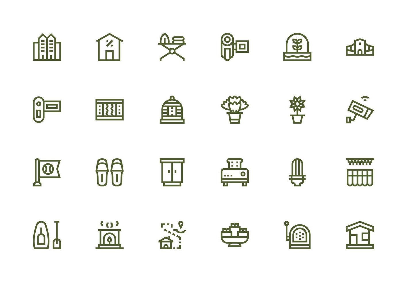 Home featuring 24 Icons in Thick Line Line Design Web and App Icon Pack Collection vector