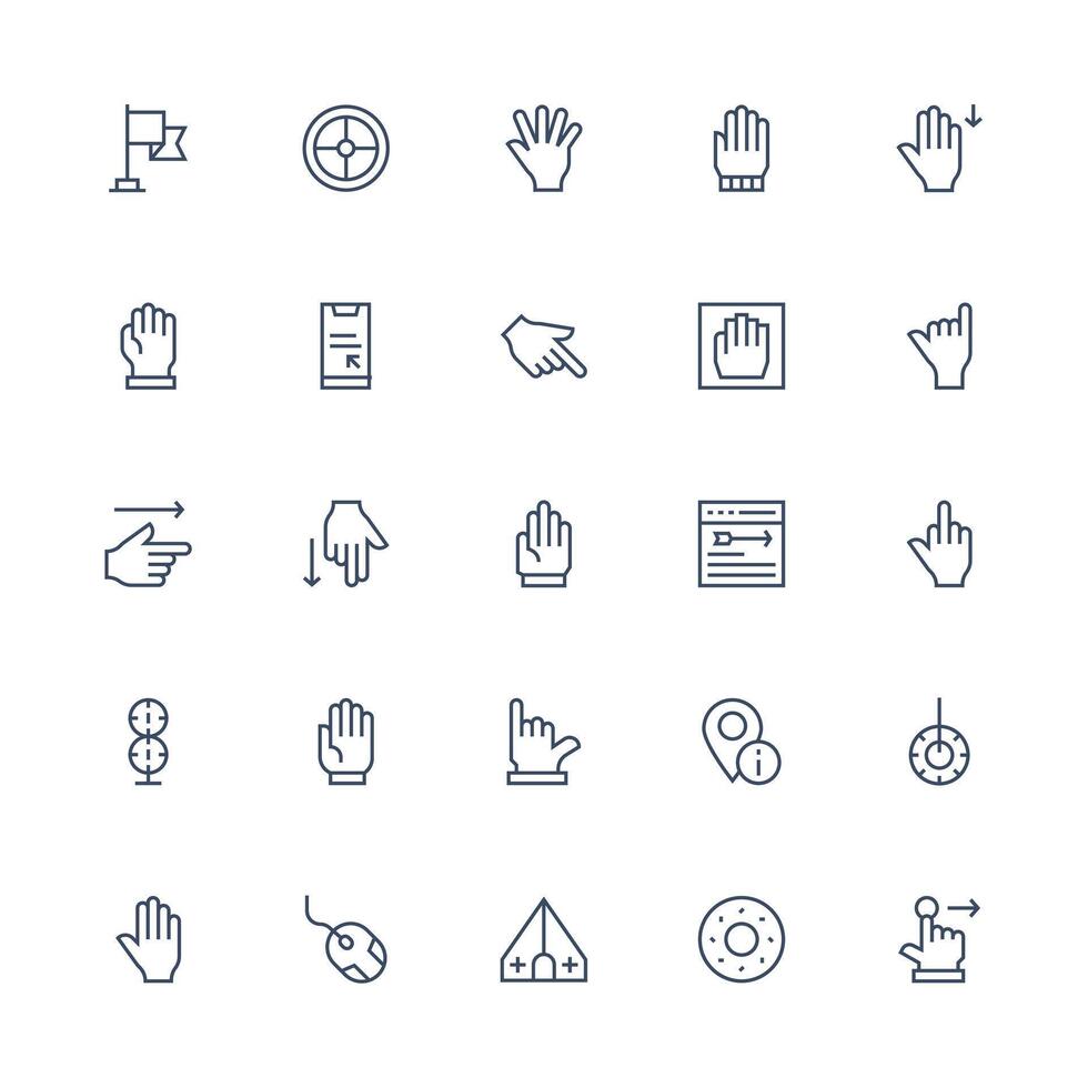 Medium Stroke Outline Style Pointer Icons with 25 Vectors Flexible Icon System for Web Interfaces