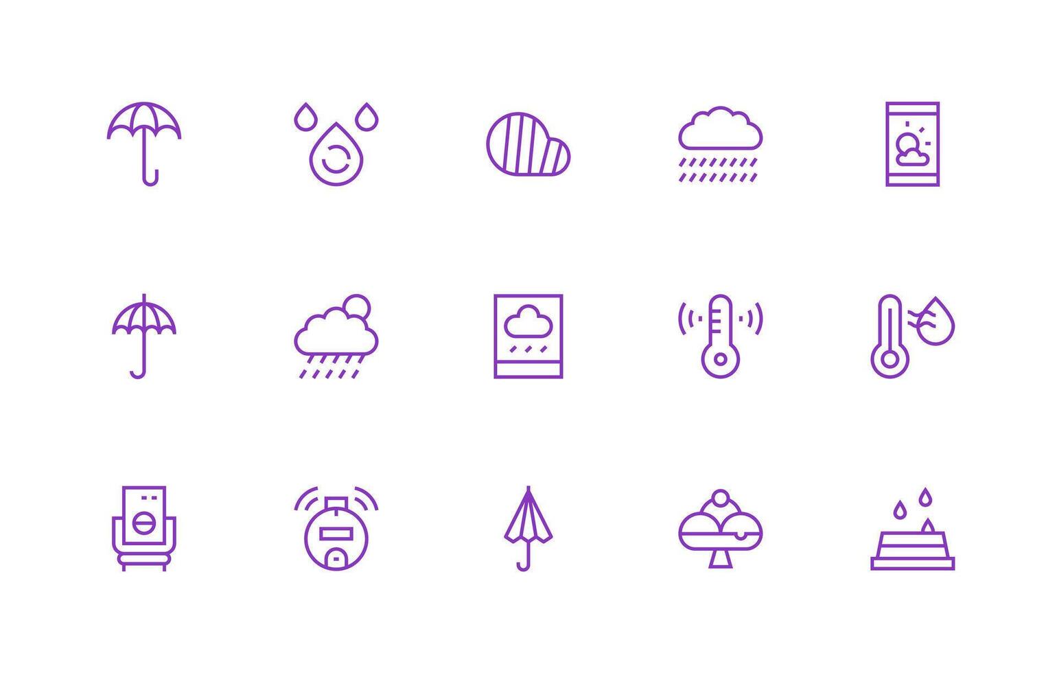 Humidity Icon Collection with 15 Regular Line Designs Essential Icon Set for Teams vector