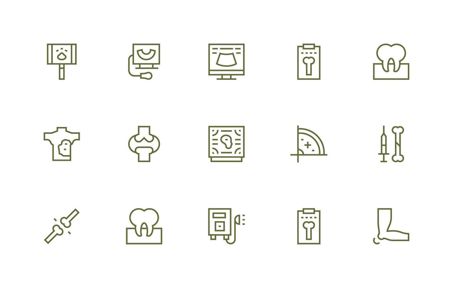 Regular Line Style Radiology Icons with 15 Vectors Well-Structured Icons for Creative Use