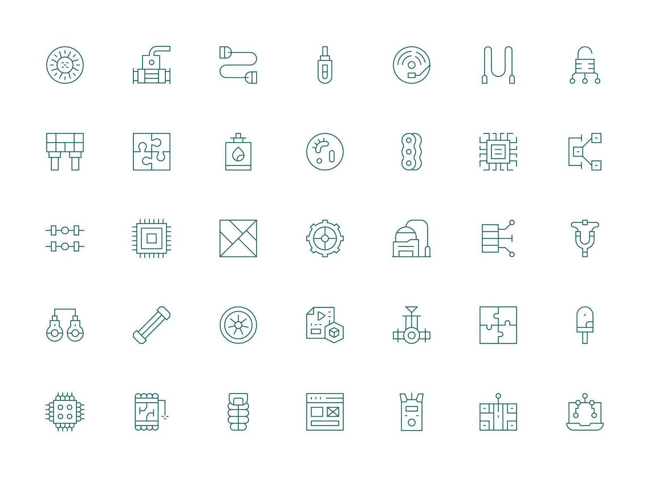 Component Design Icons featuring 35 in Light Line Style Simplified Icon Pack for Visual Tools vector