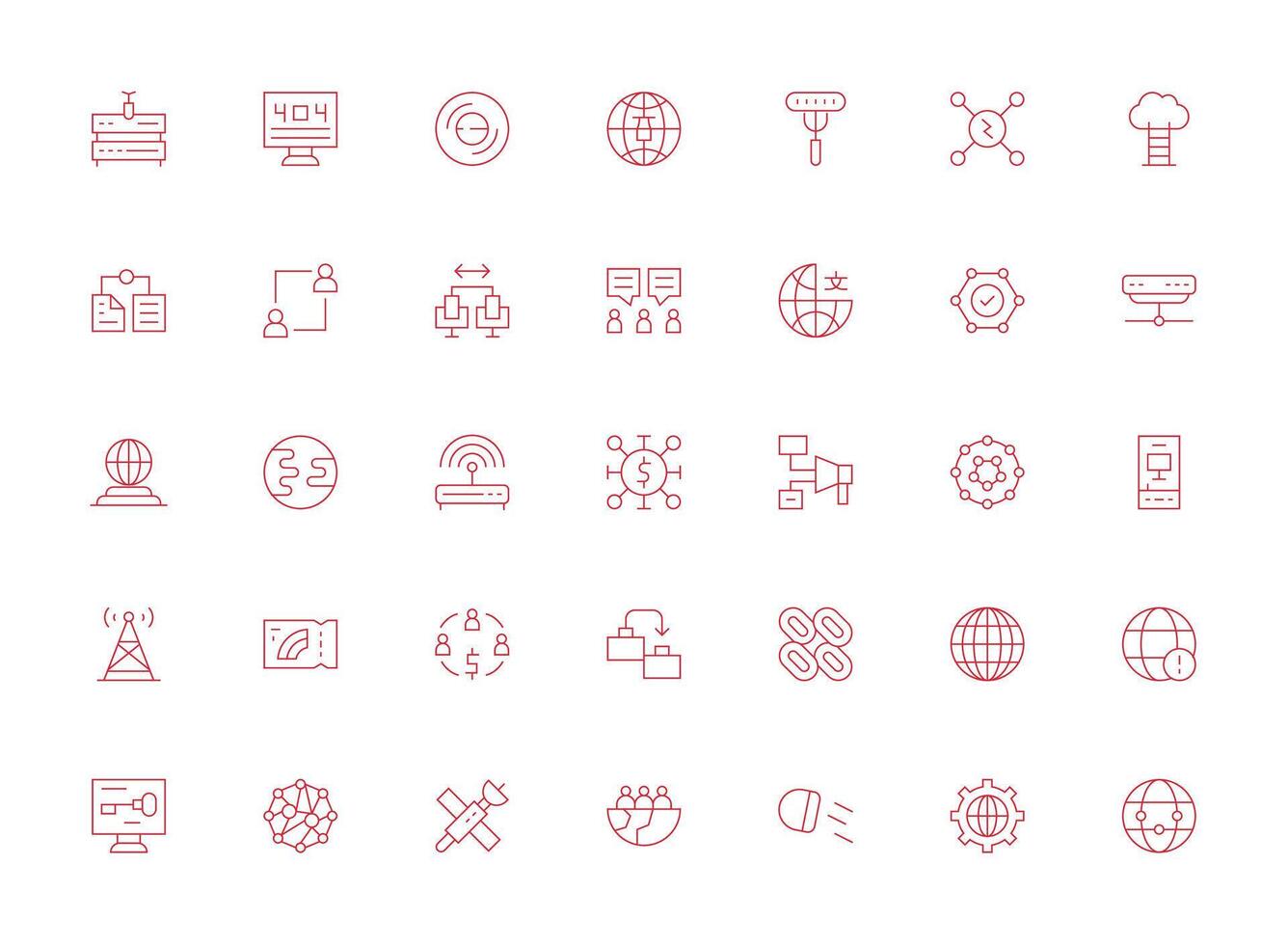 35 Light Line Vectors for Network Theme Scalable Icons for Cross-Platform Interfaces