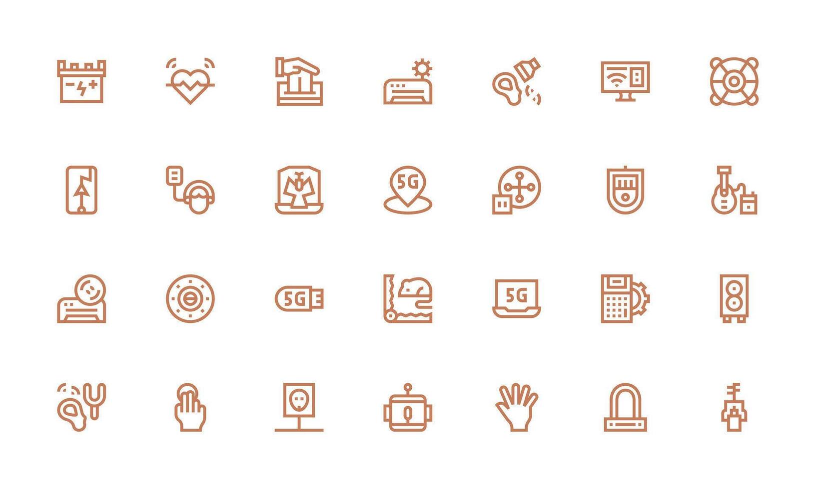 Device Set with 28 Bold Line Icons Simple Icons for Interface and Wireframes vector