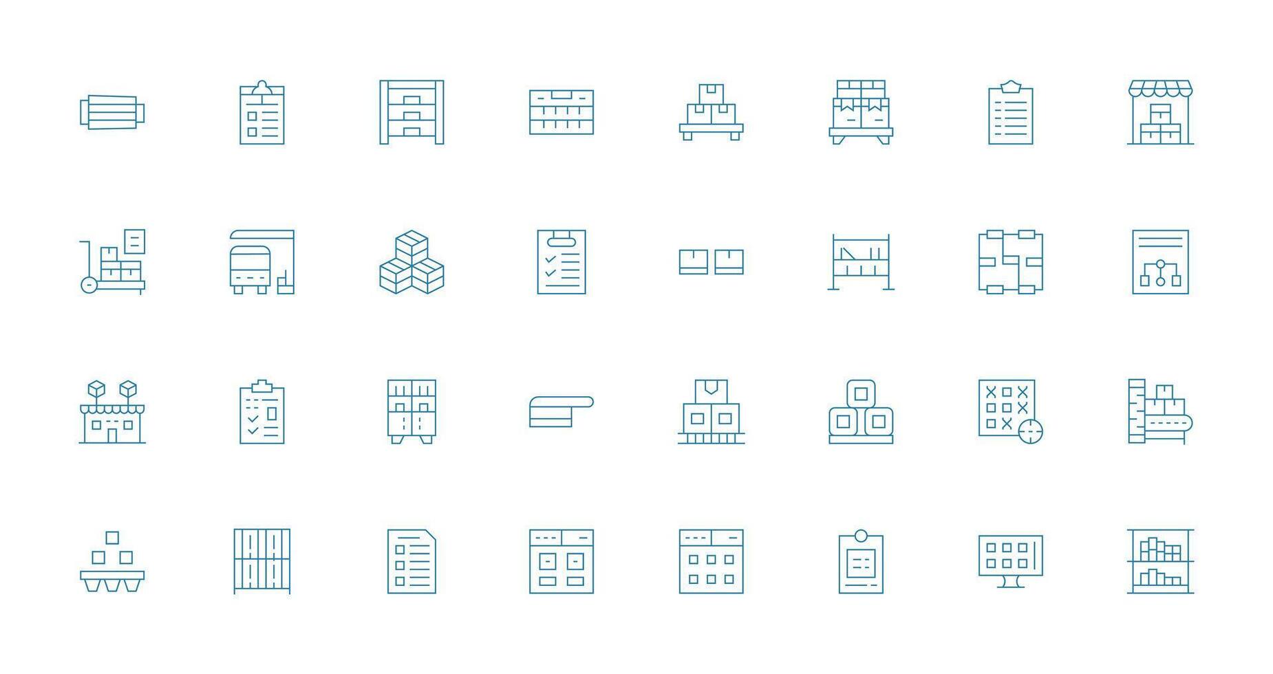 32 Thin Line Style Icons from Boxes Collection Interface Icon Collection vector