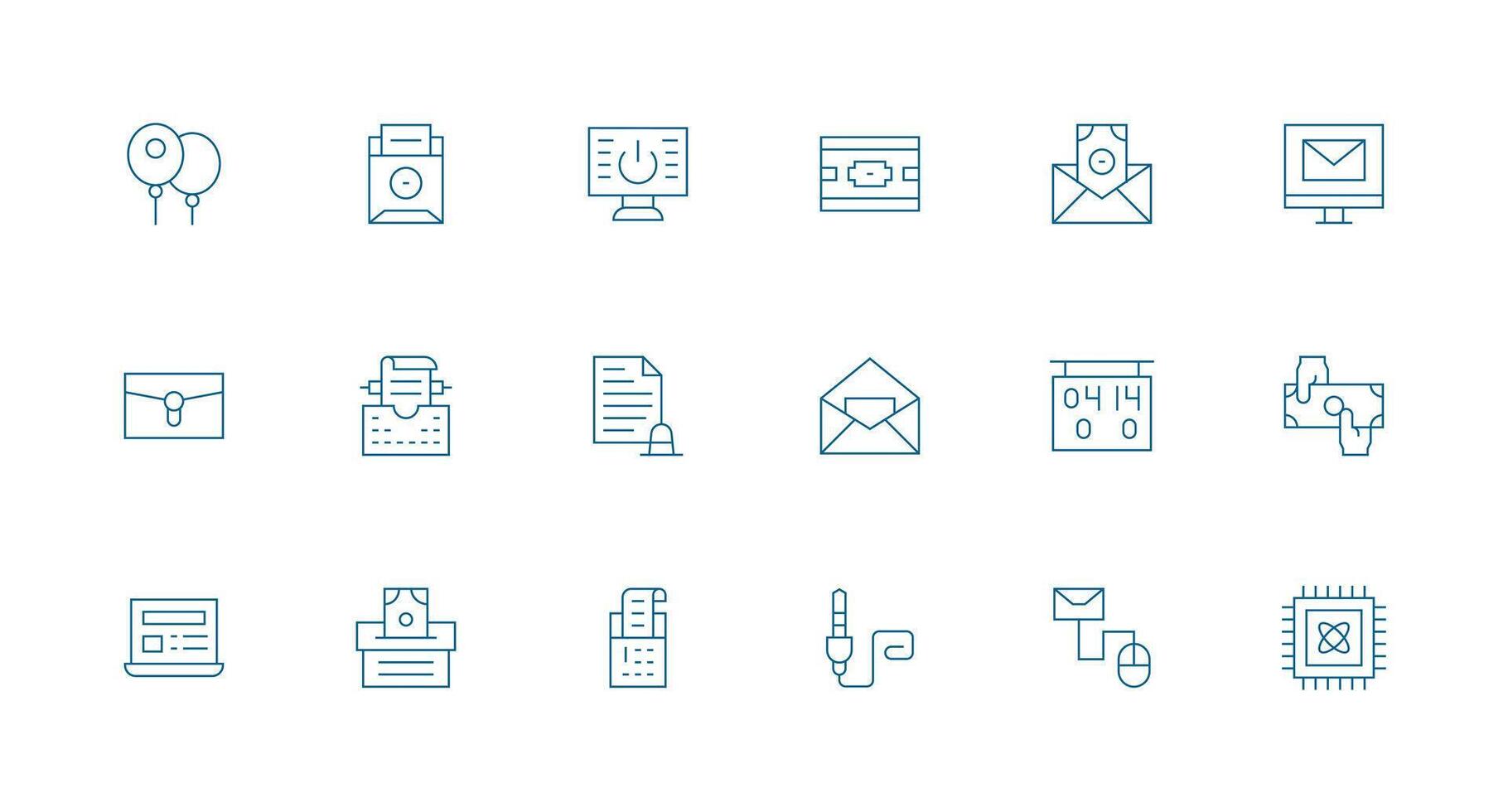 Minimal Line Style Electronic Icons with 18 Vectors Responsive Icon Set for Flexible Layouts