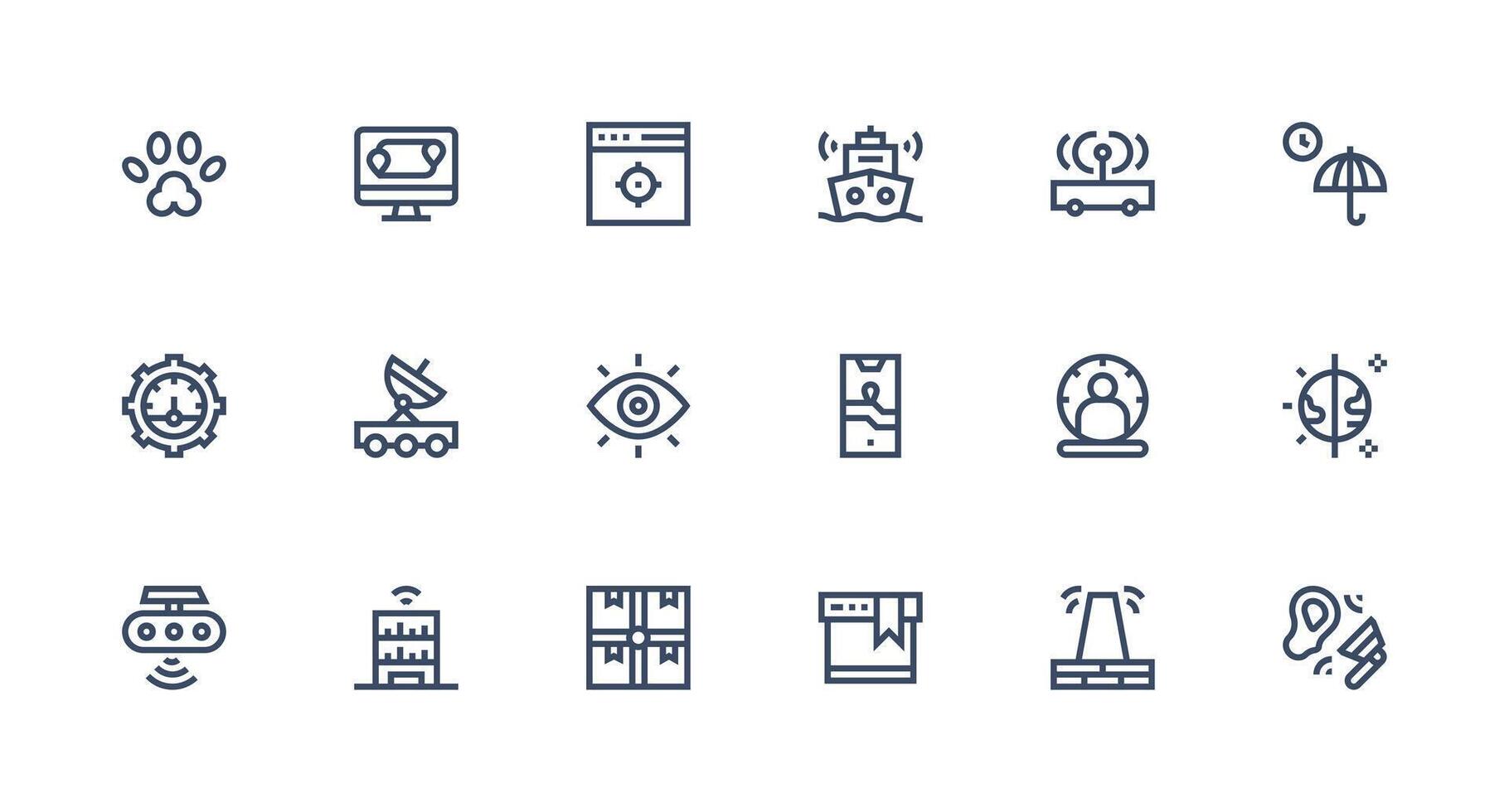 18 Strong Stroke Line Icons for Tracking Graphics Balanced Icon Set for Functional Design vector