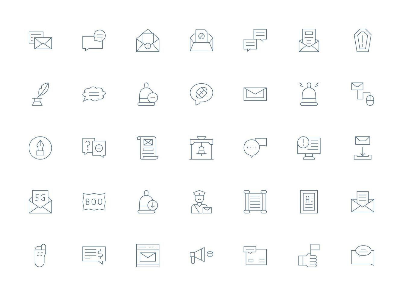Light Line Icons from Message Set with 35 Vectors Organized Icon Pack for Quick Access