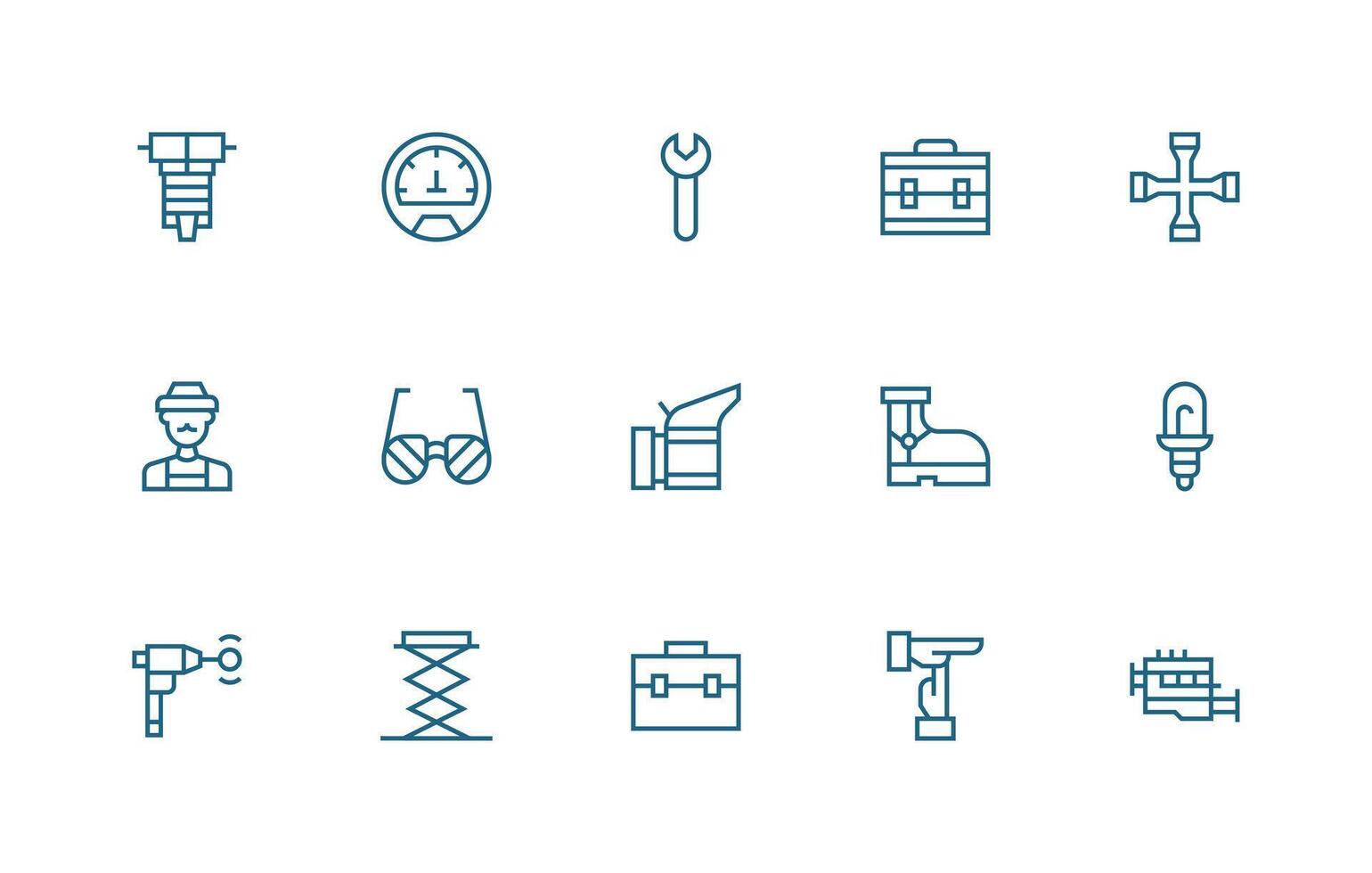 15 Regular Line Vectors for Mechanic Theme Interface Icon Collection for Daily Projects