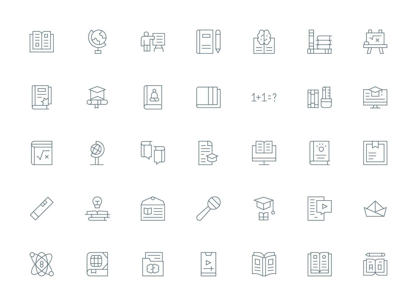 35 Light Line Vectors for Learning Theme Clean Icon Set Icon Pack for UI Projects