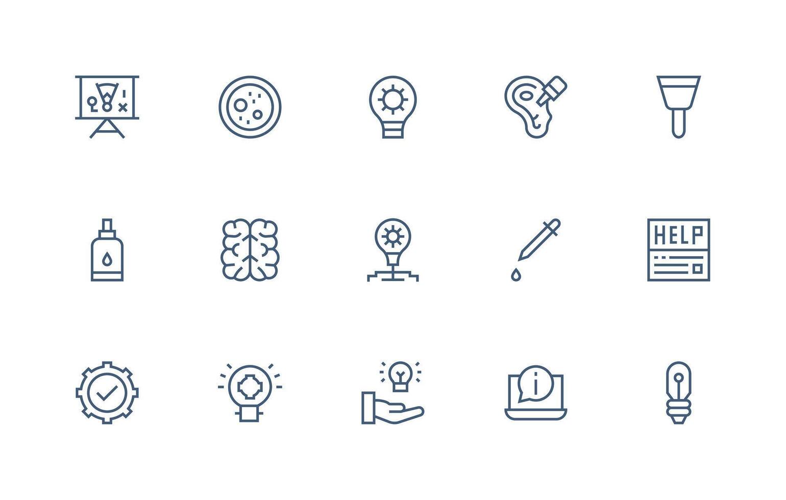 Solution Icon Collection with 15 Regular Line Designs Functional Icon Series vector