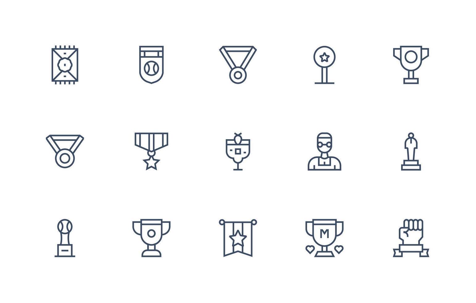 15 Icons for Trophy in Regular Line Format Flexible Icon System for Web Interfaces vector