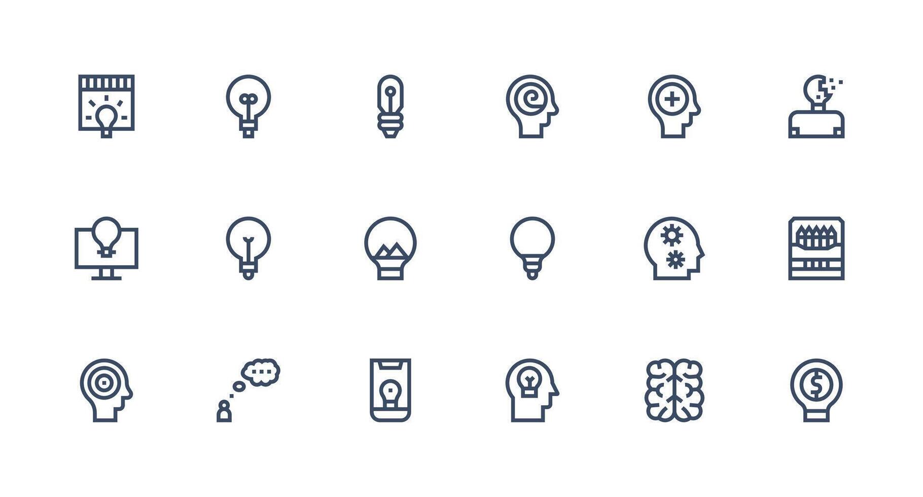 Strong Stroke Line Icons from Creativity Set with 18 Vectors Neatly Designed Icons for Web Platforms