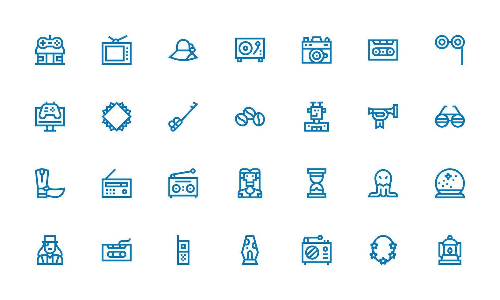 Retro Icon Set with 28 Bold Line Graphics Multi-Purpose Icon Pack for Templates vector
