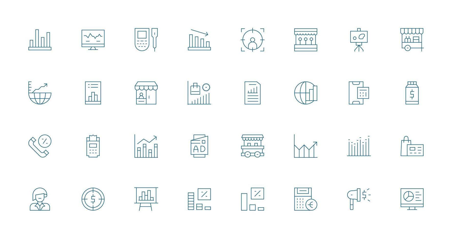32 Icons for Sales in Thin Line Format Compact Icon Pack vector