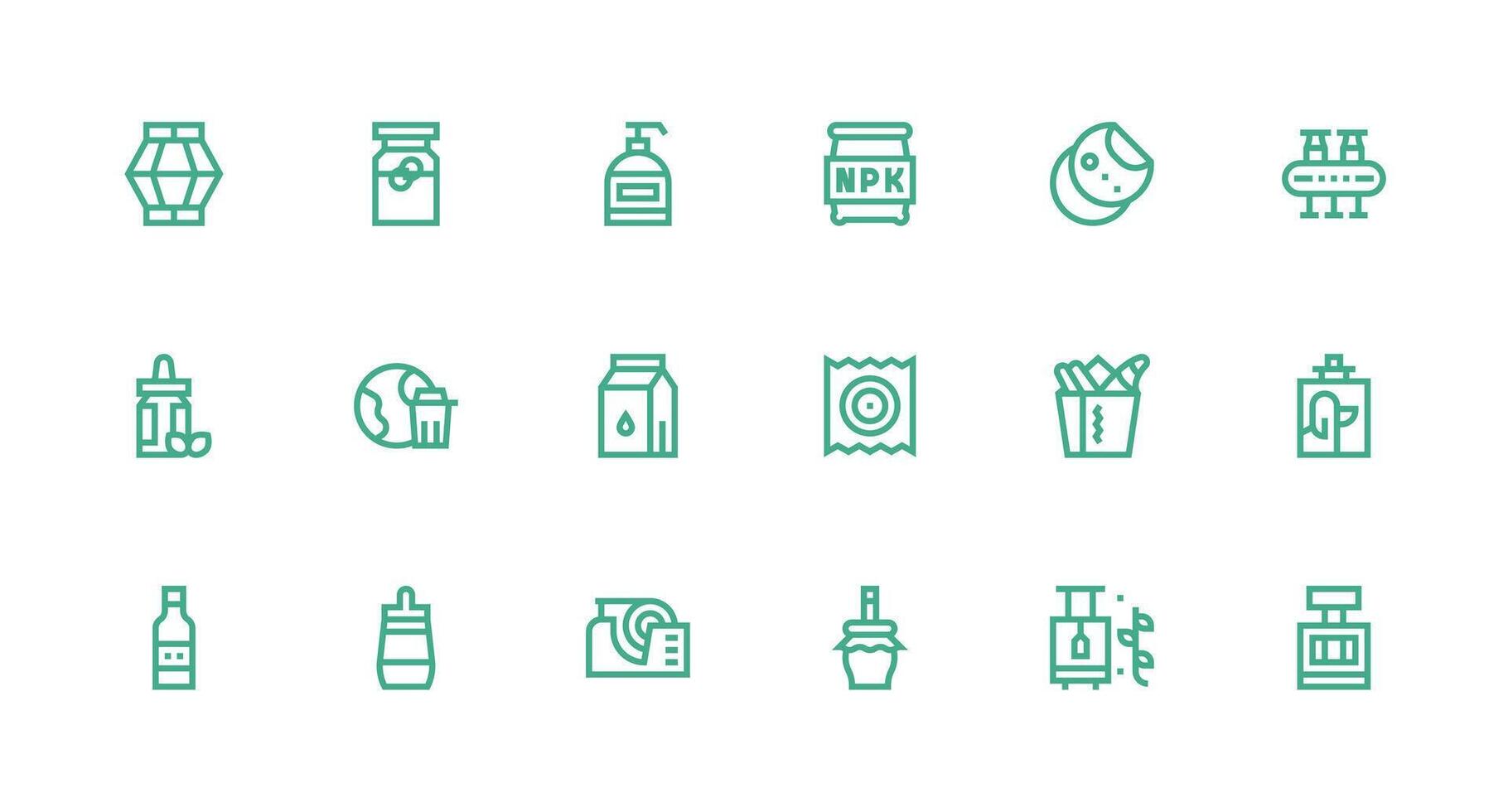 Strong Stroke Line Style Packaging Icons with 18 Vectors Clean Set for Layout Prototypes
