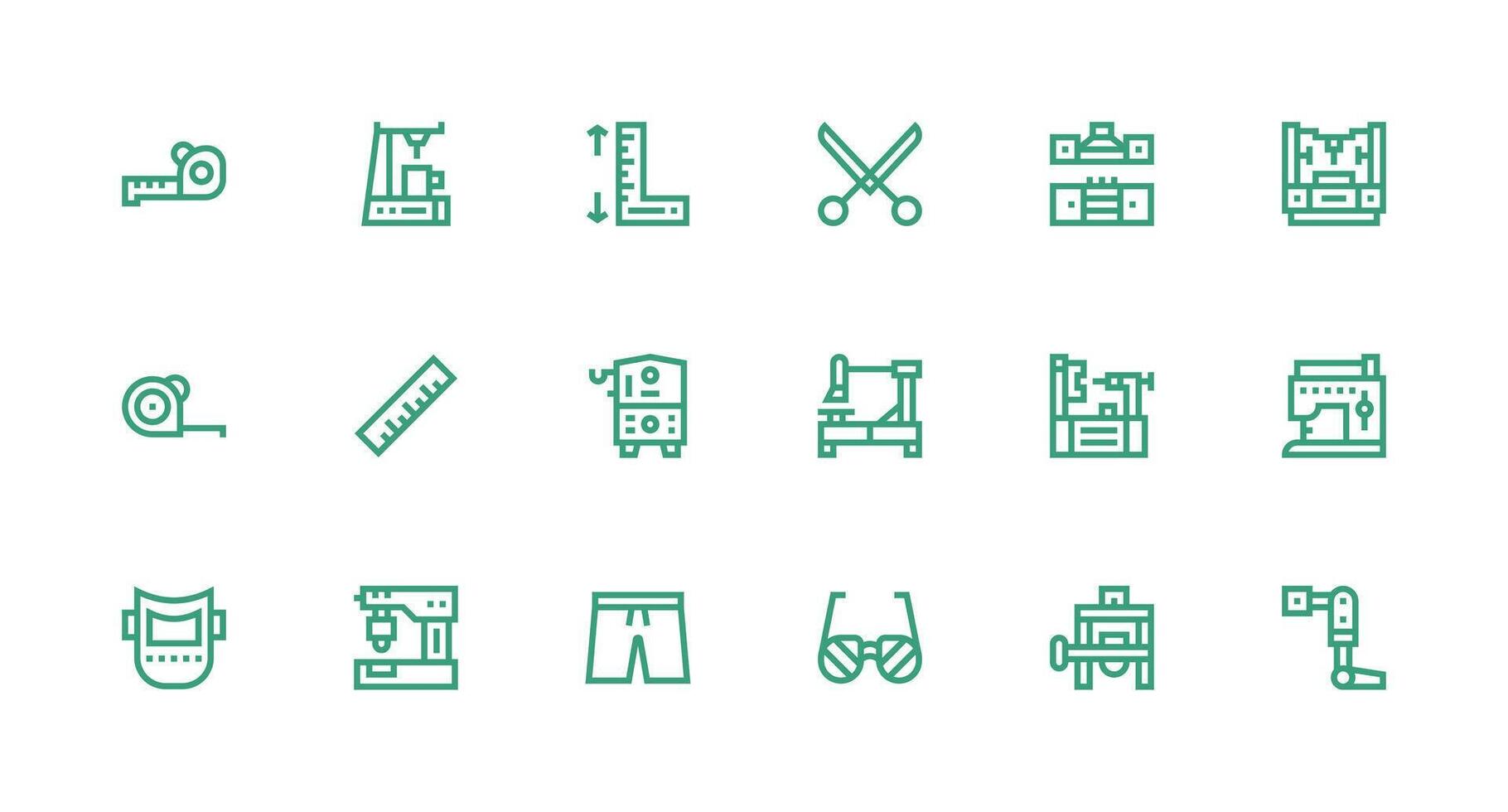 Fabrication Icon Set with 18 Strong Stroke Line Graphics Interface Icon Collection vector