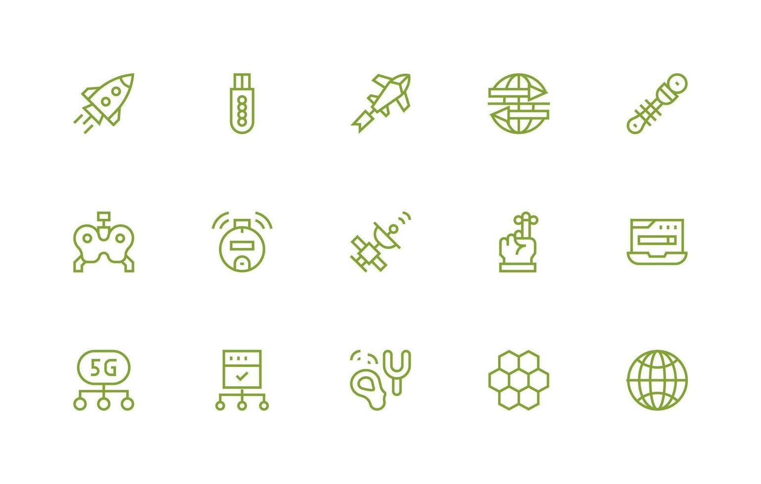 Regular Line Icons from Technology Set with 15 Vectors Compact Icon Pack