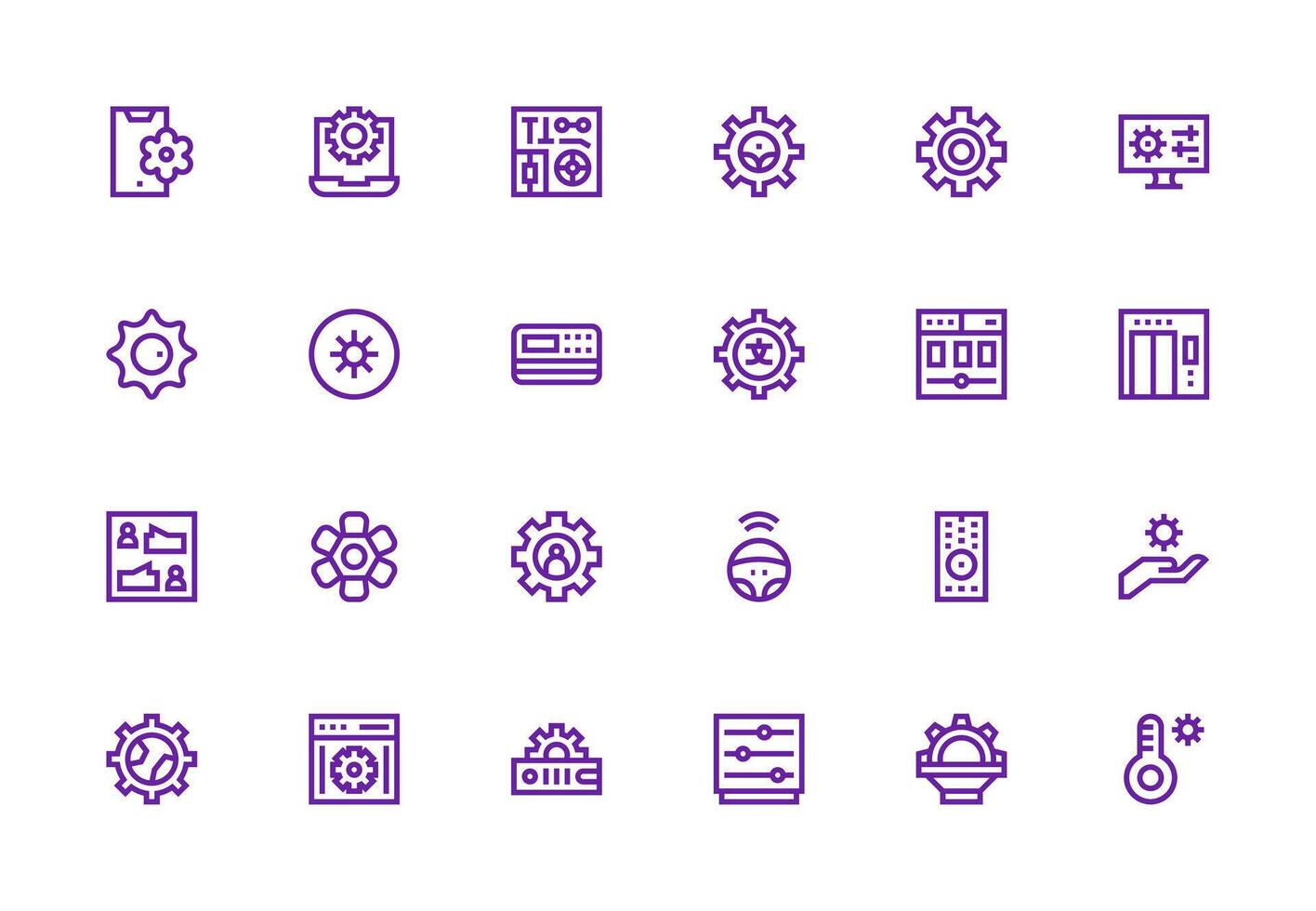 Control Panel Icon Set with 24 Thick Line Line Graphics Multi-Purpose Icon Set vector