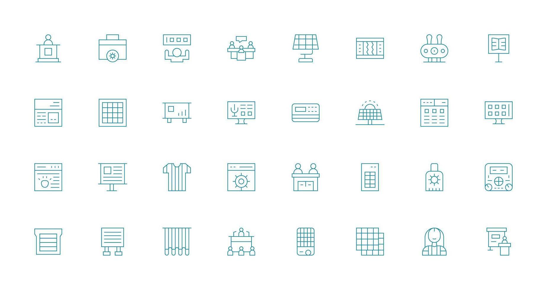 32 Icons for Panel in Thin Line Format Dashboard Icon Series vector