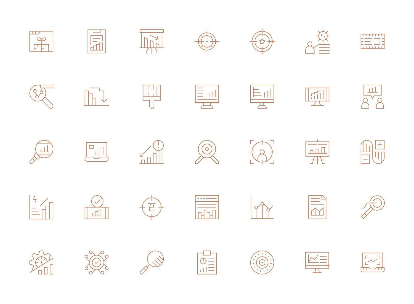 Light Line Style Metrics Icons with 35 Vectors Multi-Style Icon Collection