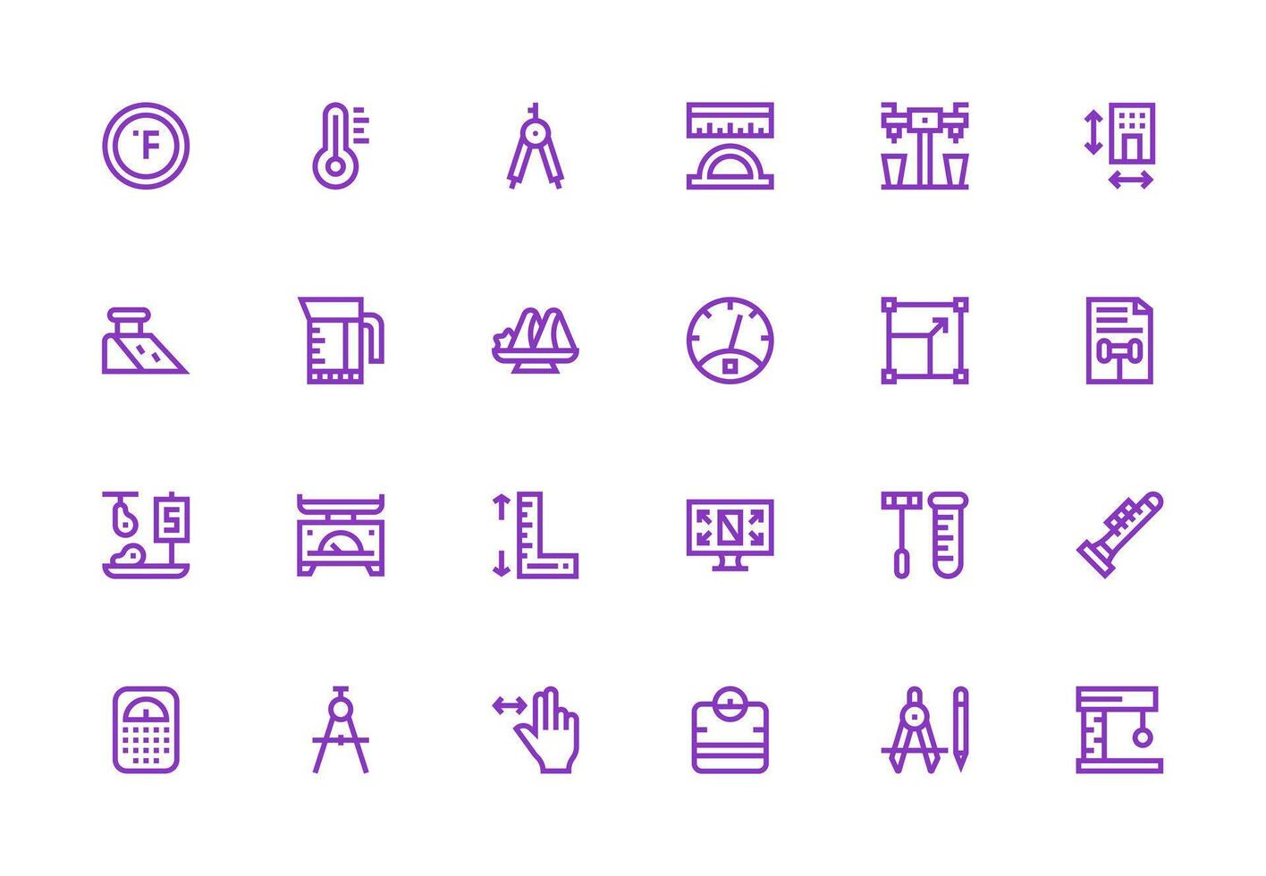 Thick Line Line Icons from Scale Set with 24 Vectors Essential Icon Collection