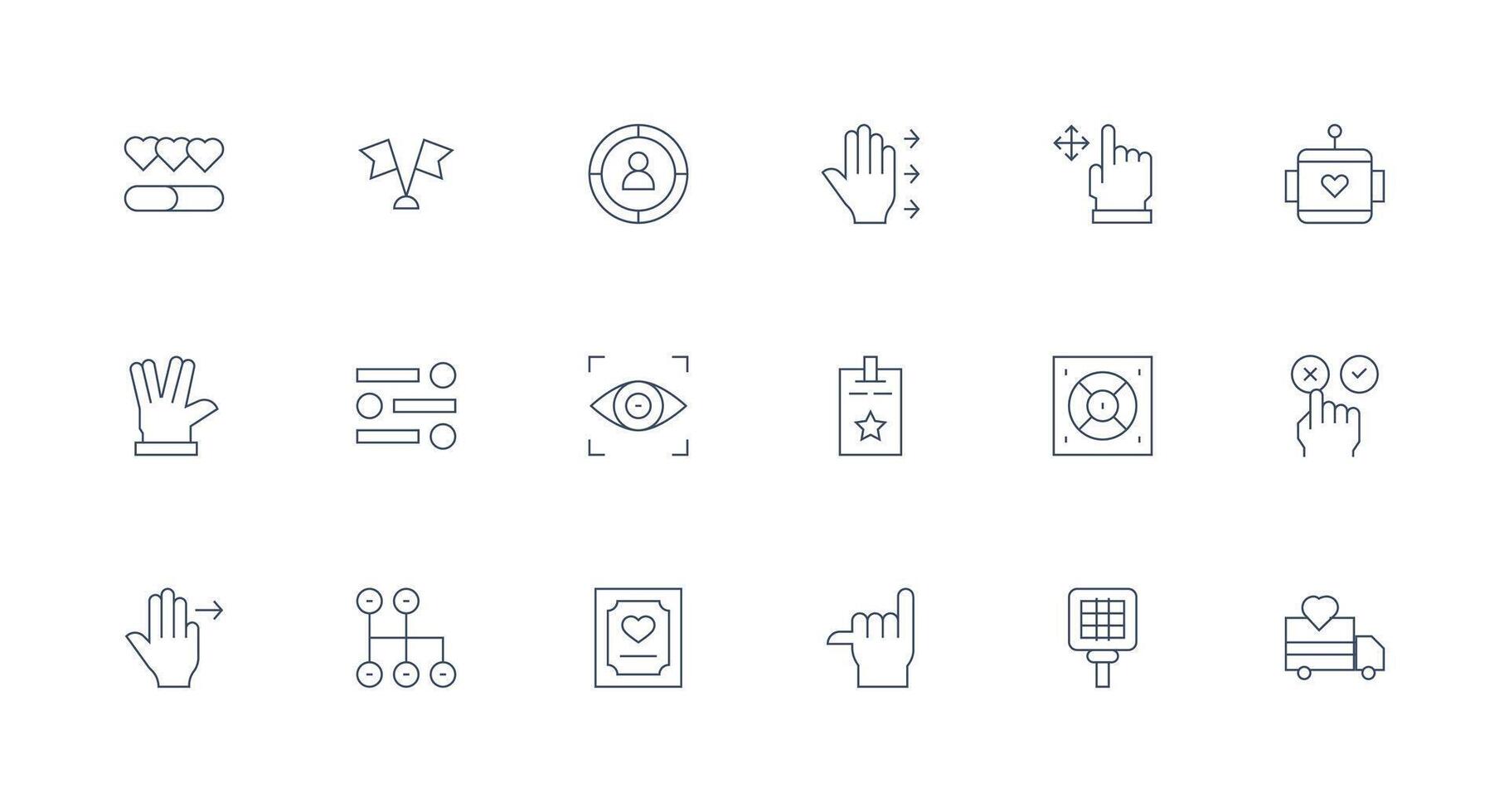 18 Minimal Line Vectors for Selection Theme Responsive Icon Set for Flexible Layouts