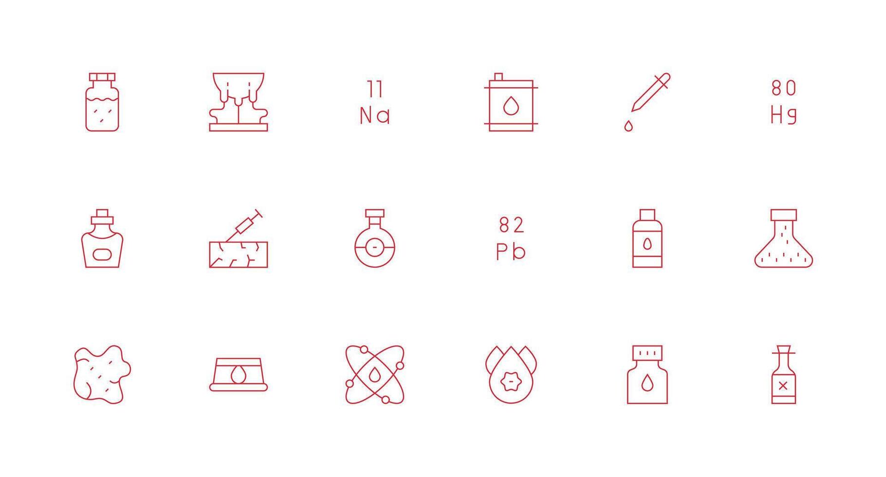 Substance Icon Collection with 18 Minimal Line Designs Multi-Style Icon Collection vector