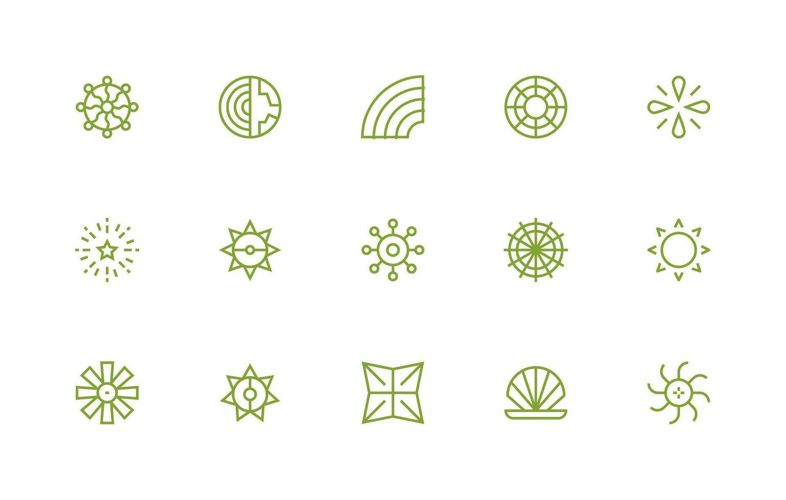 Radiating featuring 15 Icons in Regular Line Design Sharp Icons for Presentations vector