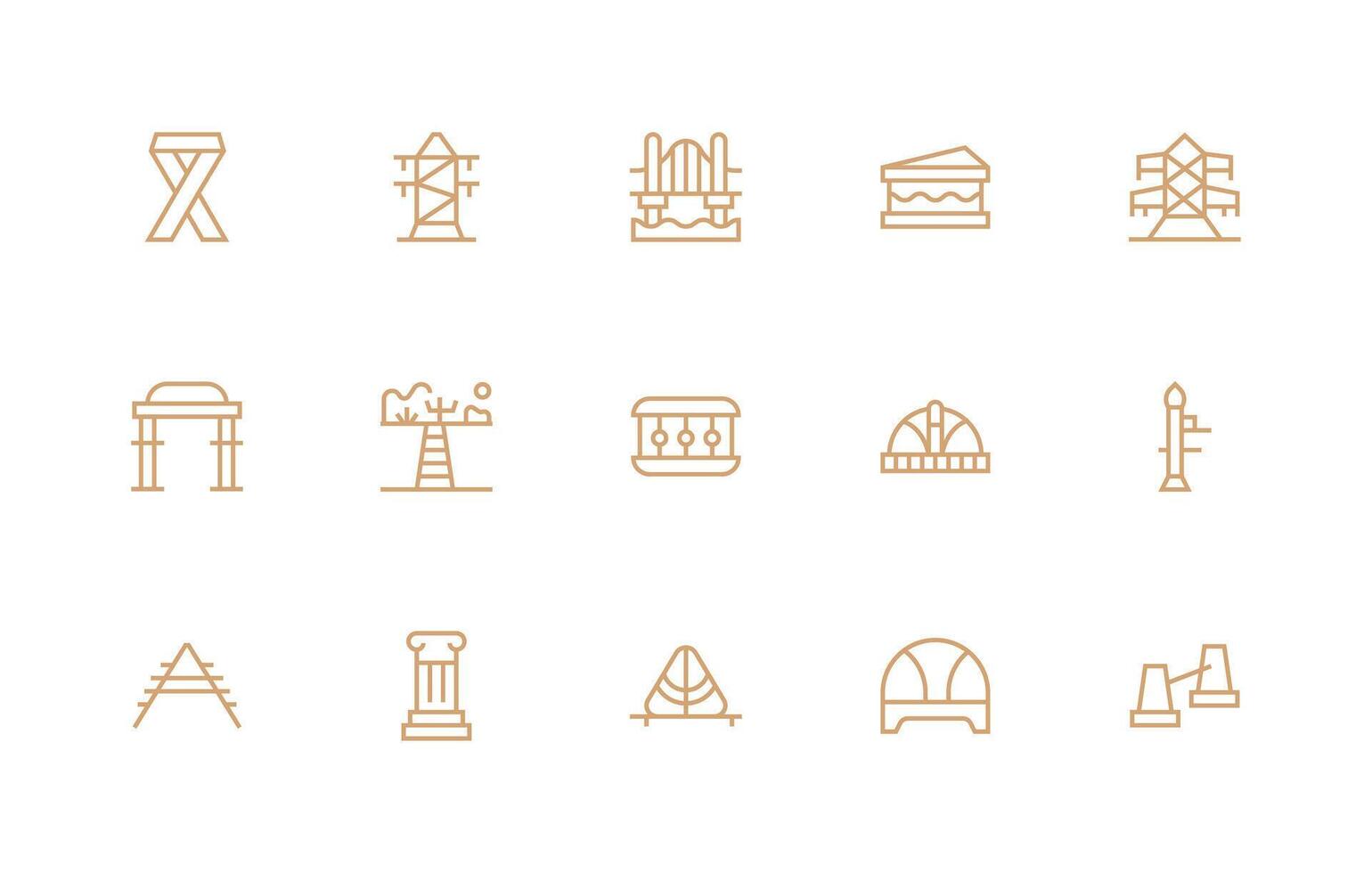 Support Structure including 15 Regular Line Illustrations Minimal Icon Set for Interface Projects vector