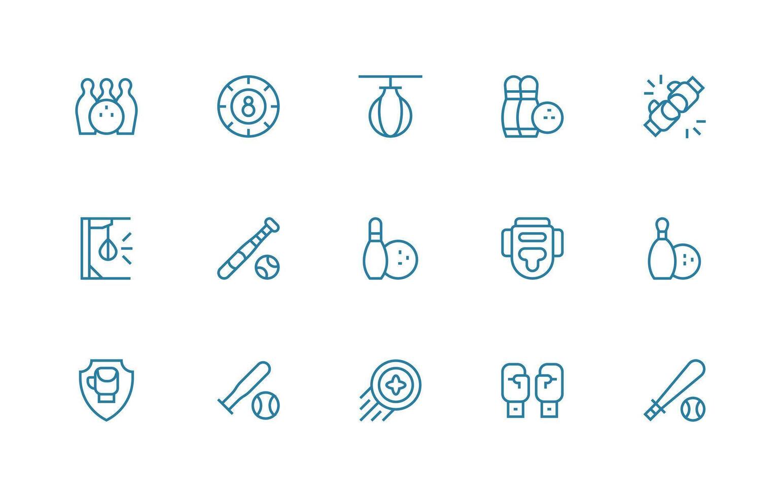 Strike Icon Set with 15 Regular Line Graphics Multi-Style Icons for Creative Projects vector
